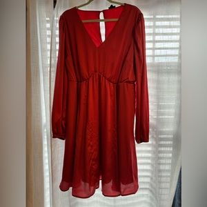 Torrid Red V-Neck Long Sleeve Keyhole Button Back Dress Women's 1 1X